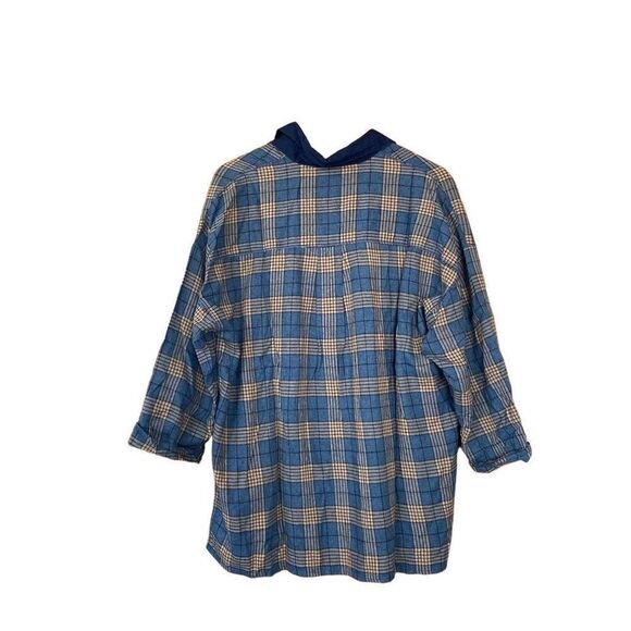 Free people Sunday morning sleep shirt sapphire blue plaid small new - Picture 4 of 12